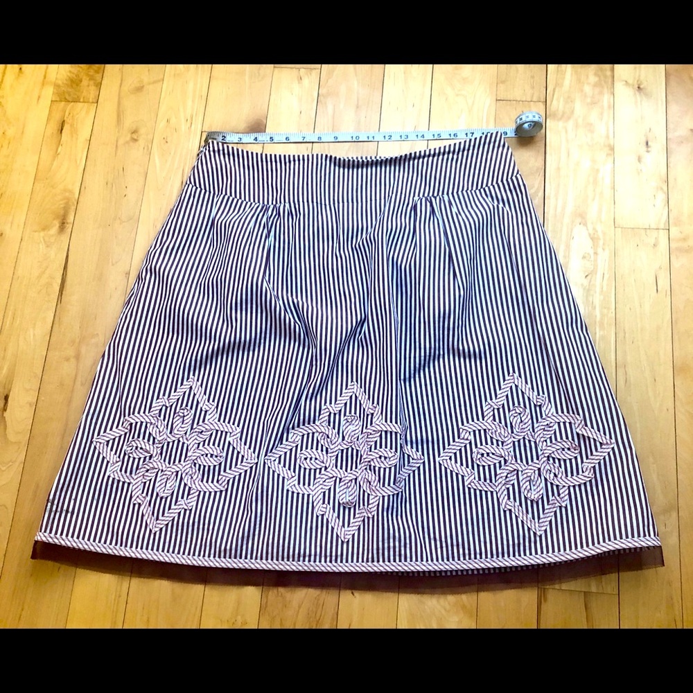 Loft Dark Red Striped Tulle Skirt Size 16